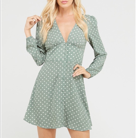 Long Sleeve Empire Waist button front Mini Dress - Picture 6 of 8